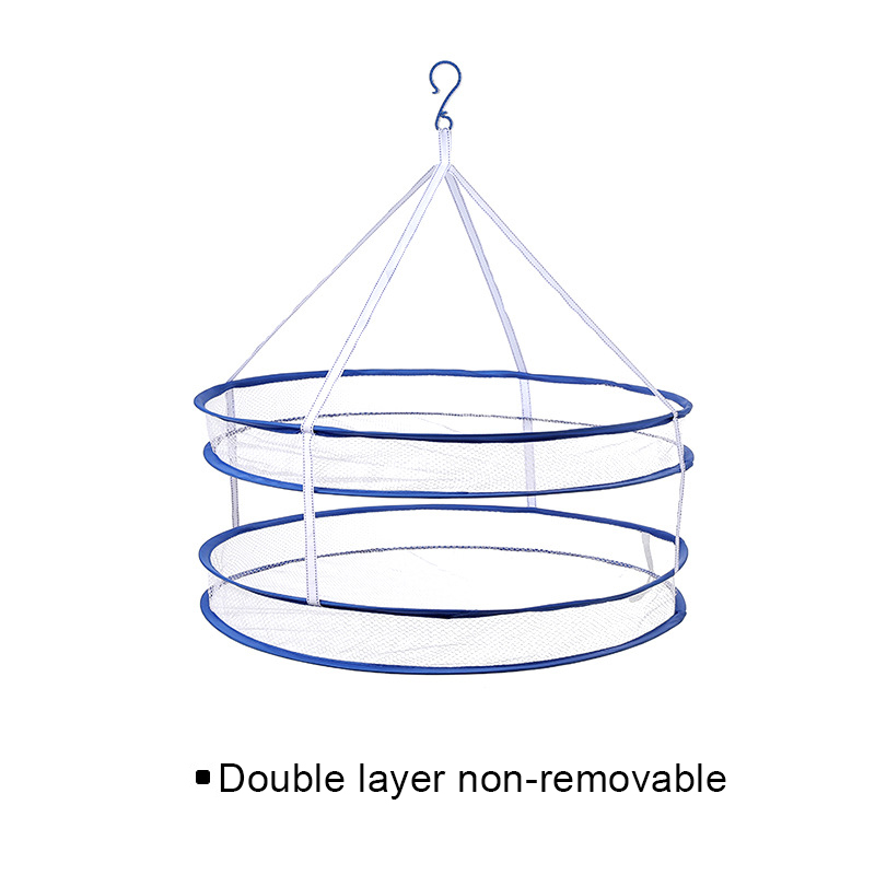 Portable Foldable Drying Rack Hook Drying Rack Hanging Clothes Laundry Basket Dryer Net Double-layer Wash Drying Clothes Basket: 3