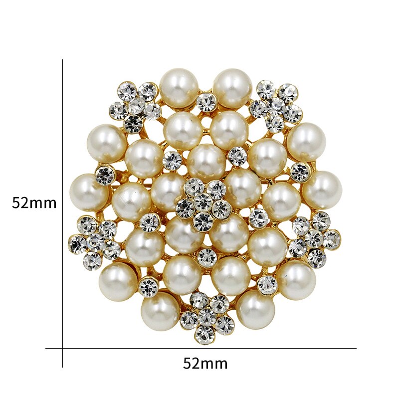 baiduqiandu Brand Classic Imitation Pearls and Crystal Flower Wedding Bouquets Brooches: large gold