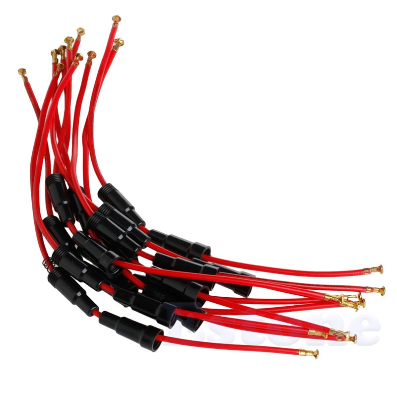 10Pcs Agc 5X20Mm 5X20 Zekeringhouder Case In-Line Schroef Met 22AWG Kabel
