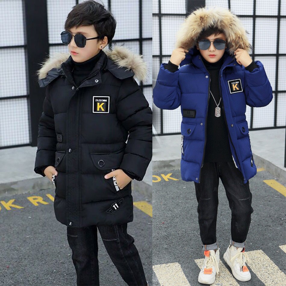 Min 30 graden winter donsjas voor jongens 4 6 8 10 12 13 15 jaar tiener puffer jas kind warme lange parka kinder capuchonjas