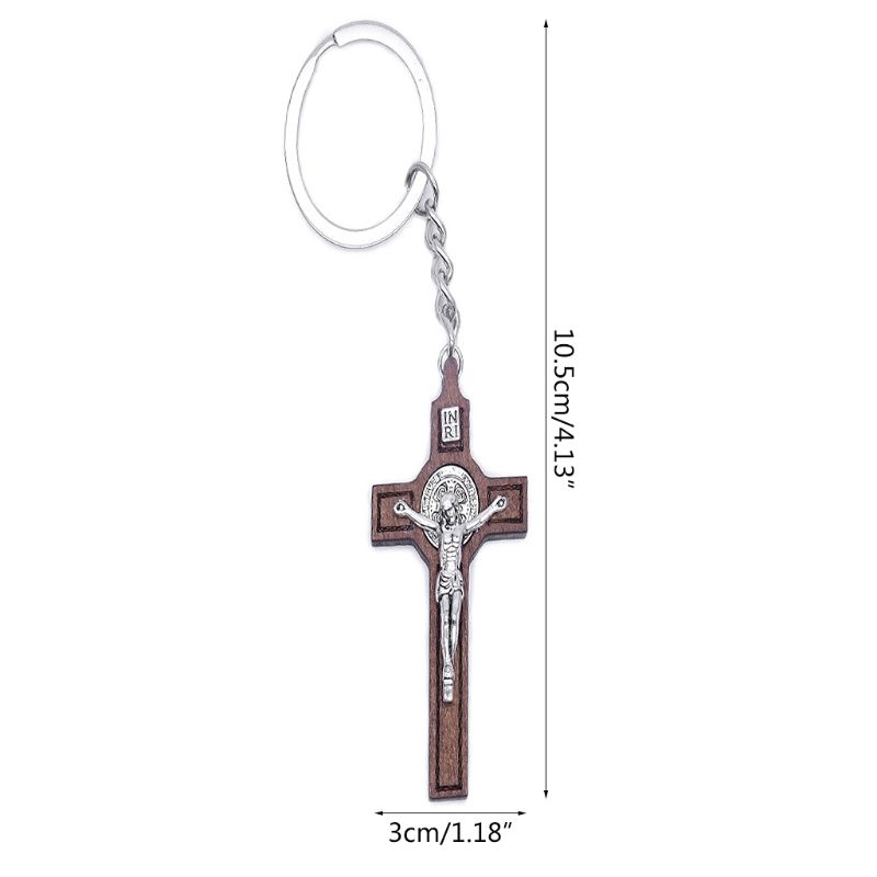 Christian Jesus Cross Sleutelhanger Religieuze Sleutelhanger Sieraden Bag Hanger Auto Souvenirs Voor Vrouwen Mannen QX2E