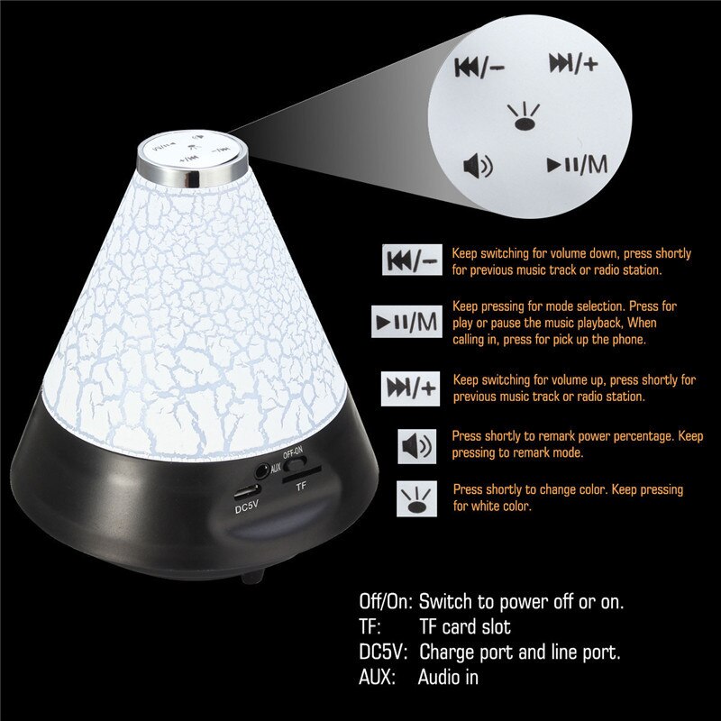Leuke Witte Kleurrijke LED Licht Draagbare Stereo bluetooth Wireless Music Speaker mp3 stereo audio muziekspeler