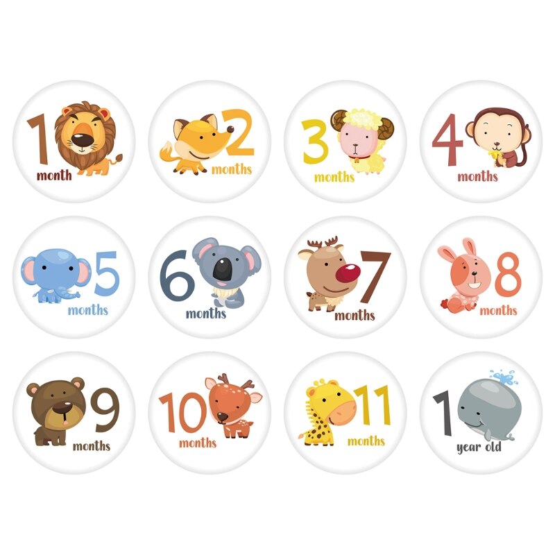 12 Pcs Baby Monthly Stickers Milestone Card Gender Track Baby First Year Month