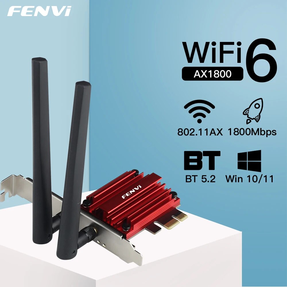 Fengvi-adaptador de rede wi-fi, 1800mbps, pci express, sem fio, bt 5.2, banda dupla, 802. 11ax/ac, mt7921, janelas 10/11: Default Title