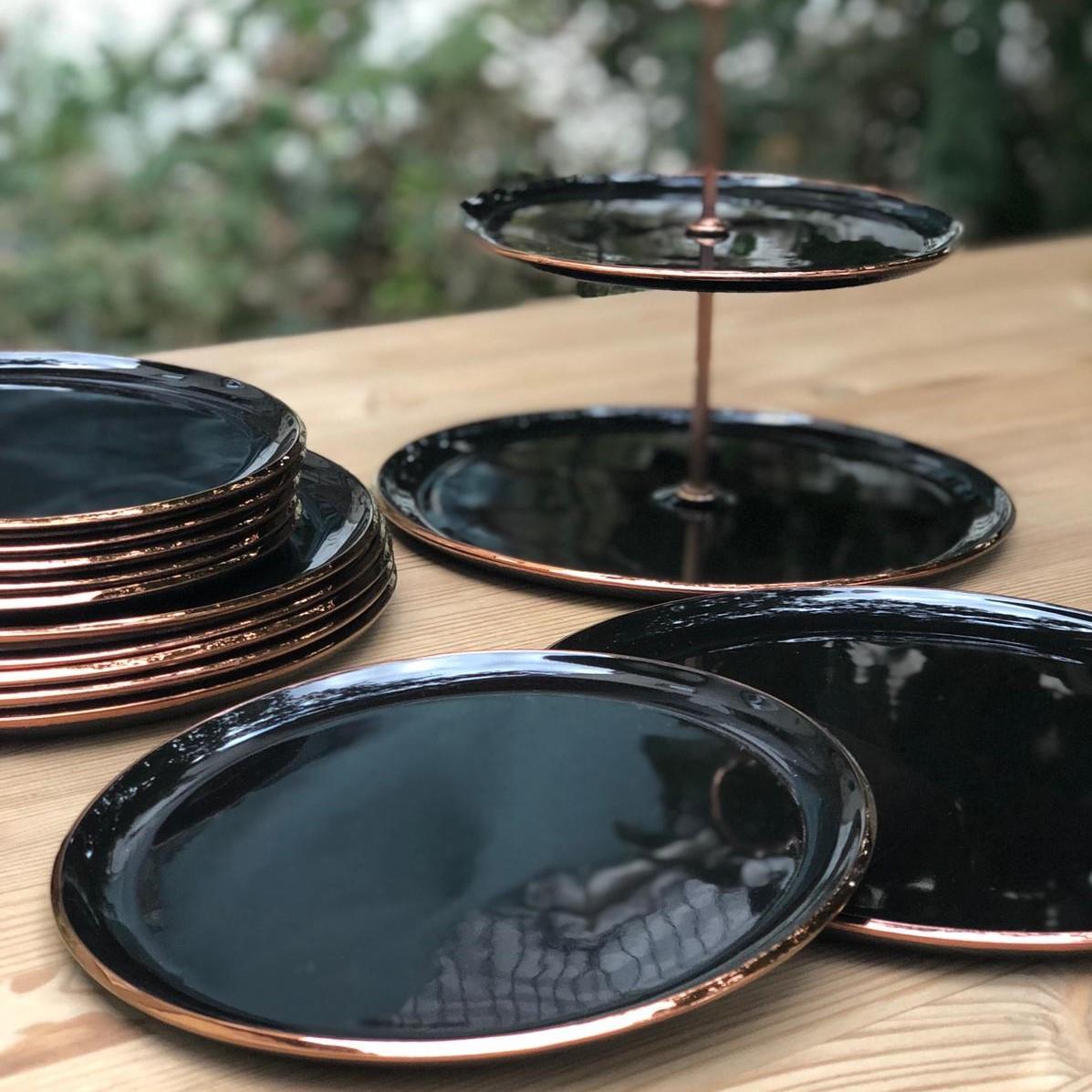 Glore sort rosa guld 6 'lı kagefad sæt
