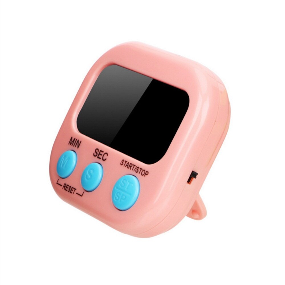 1PCS Digital Kitchen Timer Magnetic Backing Stand Countdown Alarm Mini LCD Big Digits Loud Alarm For Cooking Baking Sports Games: Pink