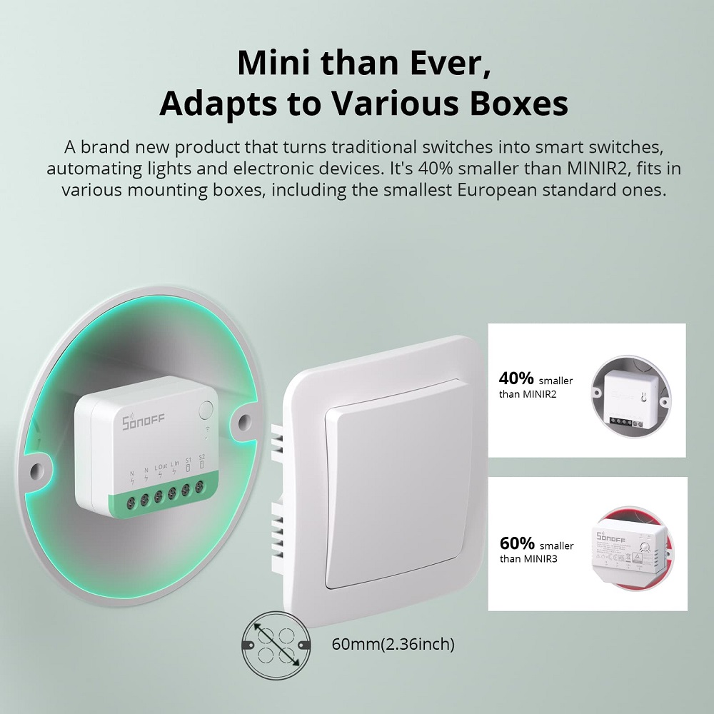 Sonoff Mini R4 Matter WiFi Smart Home Light Switch Sonoff Mini R4 Extreme Matter Relay Praca z Alexa Google Home Homekit