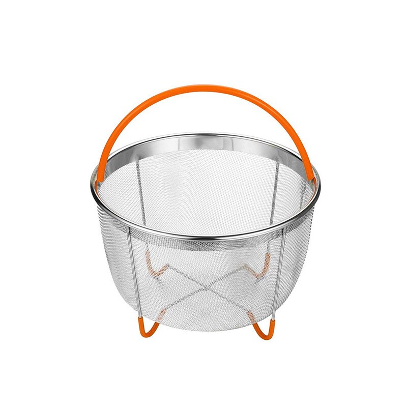 Keuken Gereedschap Rvs Teamer Mand Voor Instant Pot Stapelbaar Mesh Groente Stoomboot Insert Ei Mand Pasta Zeef: Oranje