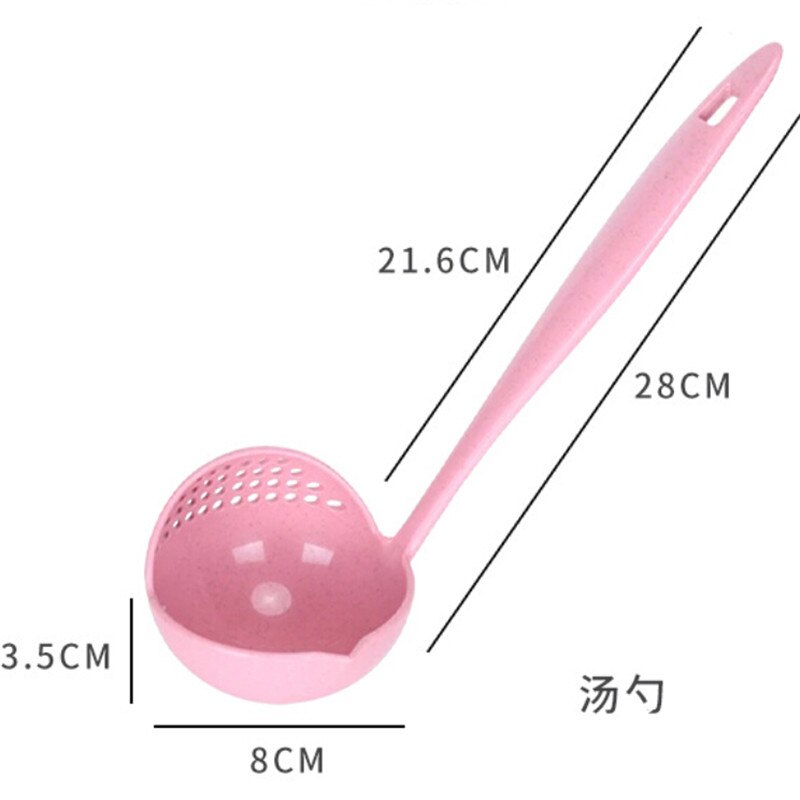 2 in 1 Long Handle Soup Spoon Home Strainer Cooking Colander Kitchen Scoop Plastic Ladle Tableware Kitchen Gadgets