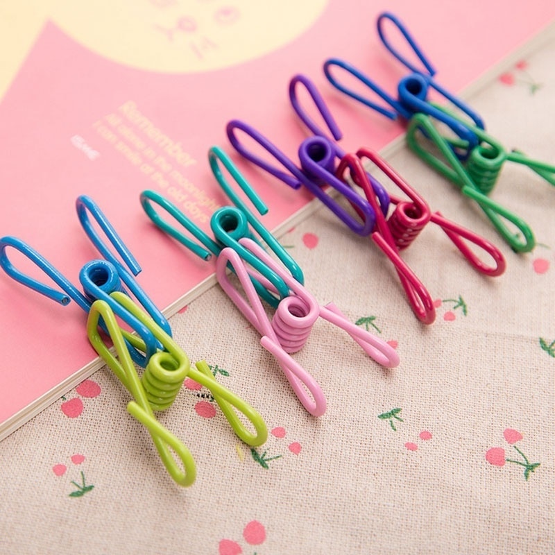 Clips metálicos coloridos multiusos para documentos, bolsa de chips, Clips recubiertos de PVC, 10 Uds.