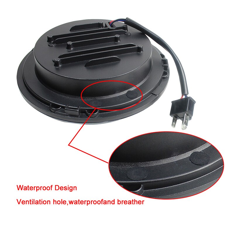 Zwart 7 Inch 75W Ronde Led Projector Koplamp Waterdichte Lamp Voor Harley Motorfiets Motorfiets Led Koplamp