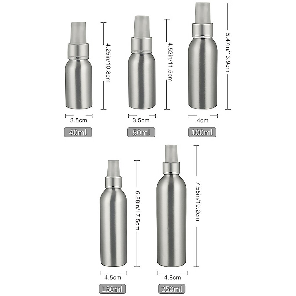 Lege aluminium spuitflessen 40ml/50ml/100ml/150ml/250ml plastic mini navulbare containers lege cosmetische containers