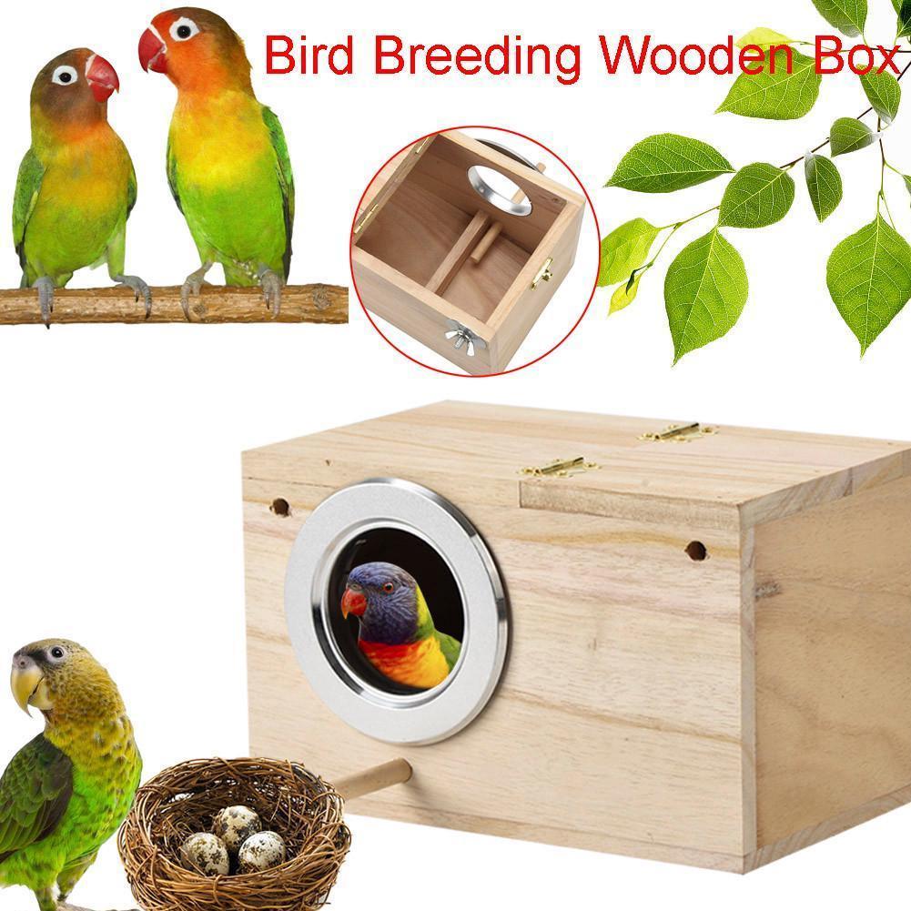 Papegaai Fokken Doos Voor Lovebirds Parrotlets Paring Gat Hout Duurzaam Houten Vogel Links/Rechts Parkiet Huis Opening N A9Q7