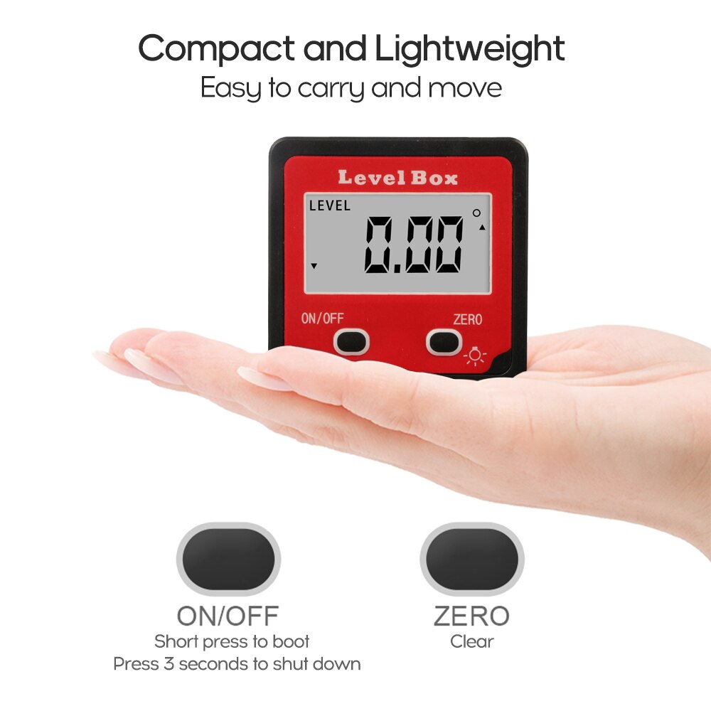 Digital Mag-netic Level Protractor Angle Finder Inclinometer Level Angle Meter Angle Measuring Tool for Carpentry / Building