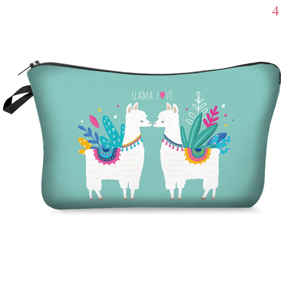 Saco cosmético à prova dwaterproof água impressão folha de alpaca saco de toalete para viagens organizador maquiagem beleza bolsa feminina zíper bolsa: 4