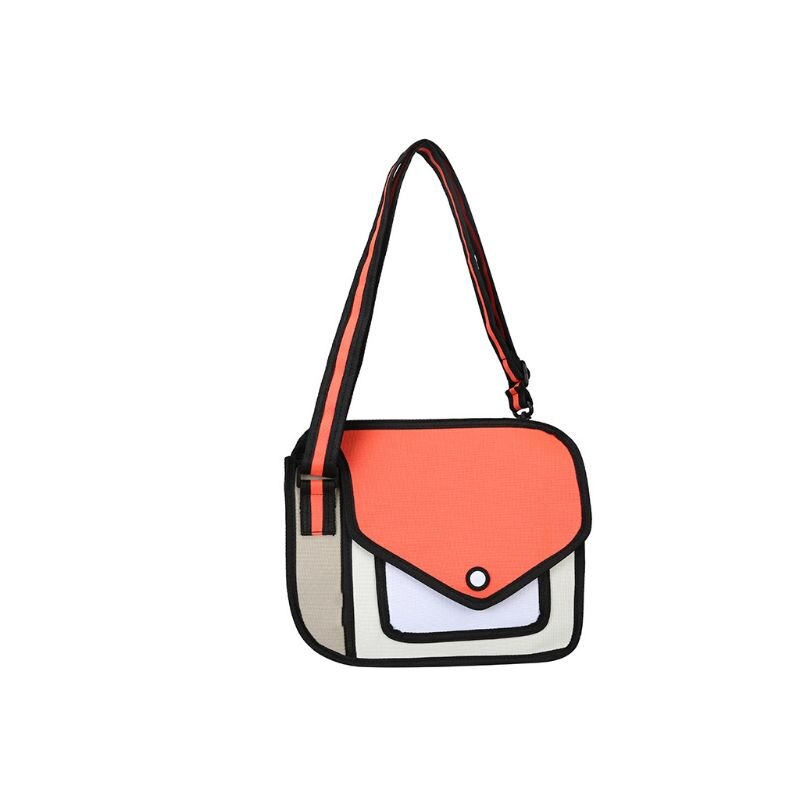 Frauen 2D Schulter Schule Tasche 3D Zeichnung Karikatur Papier Comic Crossbody Handtasche LX9F