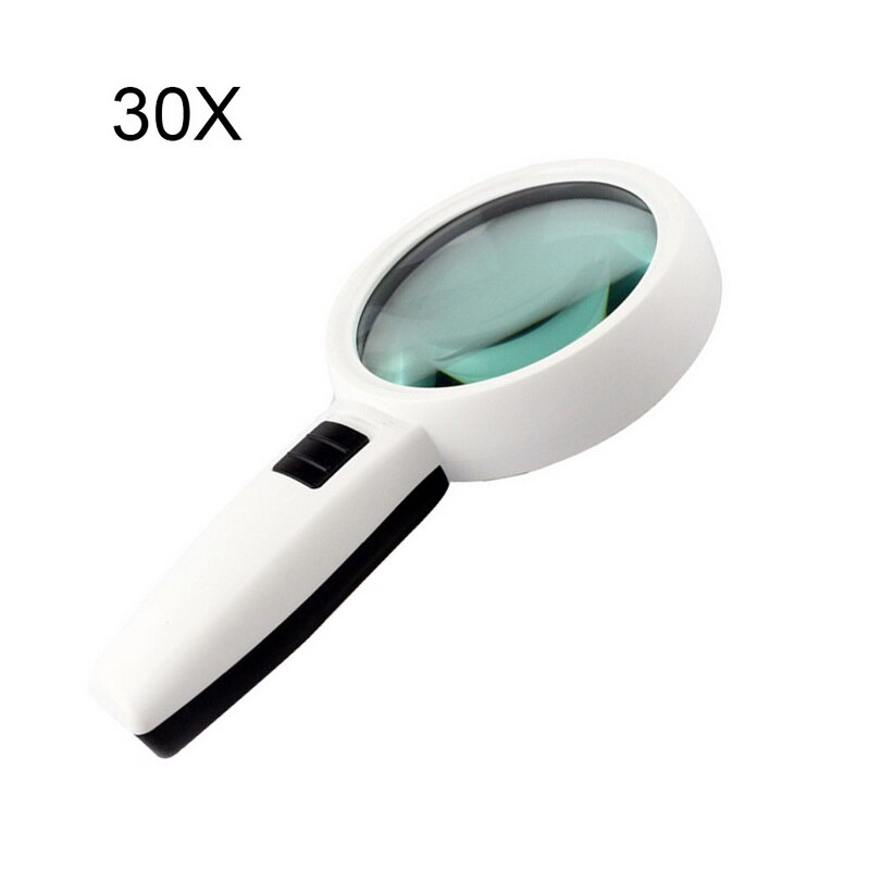 1pcs 30X 12LED Lights High Magnification Magnifying Glass Double Lens Upgraded Magnifier Lamp Magnifying Glass: 30X 3LED