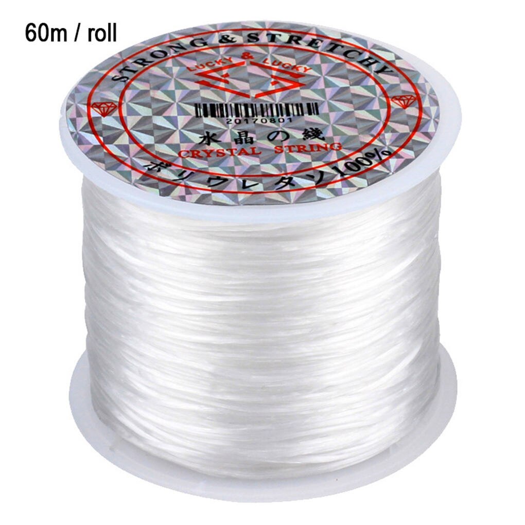 Rollo de 60m de hilo elástico para abalorios, joyería artesanal, cordón para abalorios, pulsera, collar, tobillera, hilo elástico de 0,8mm de ancho