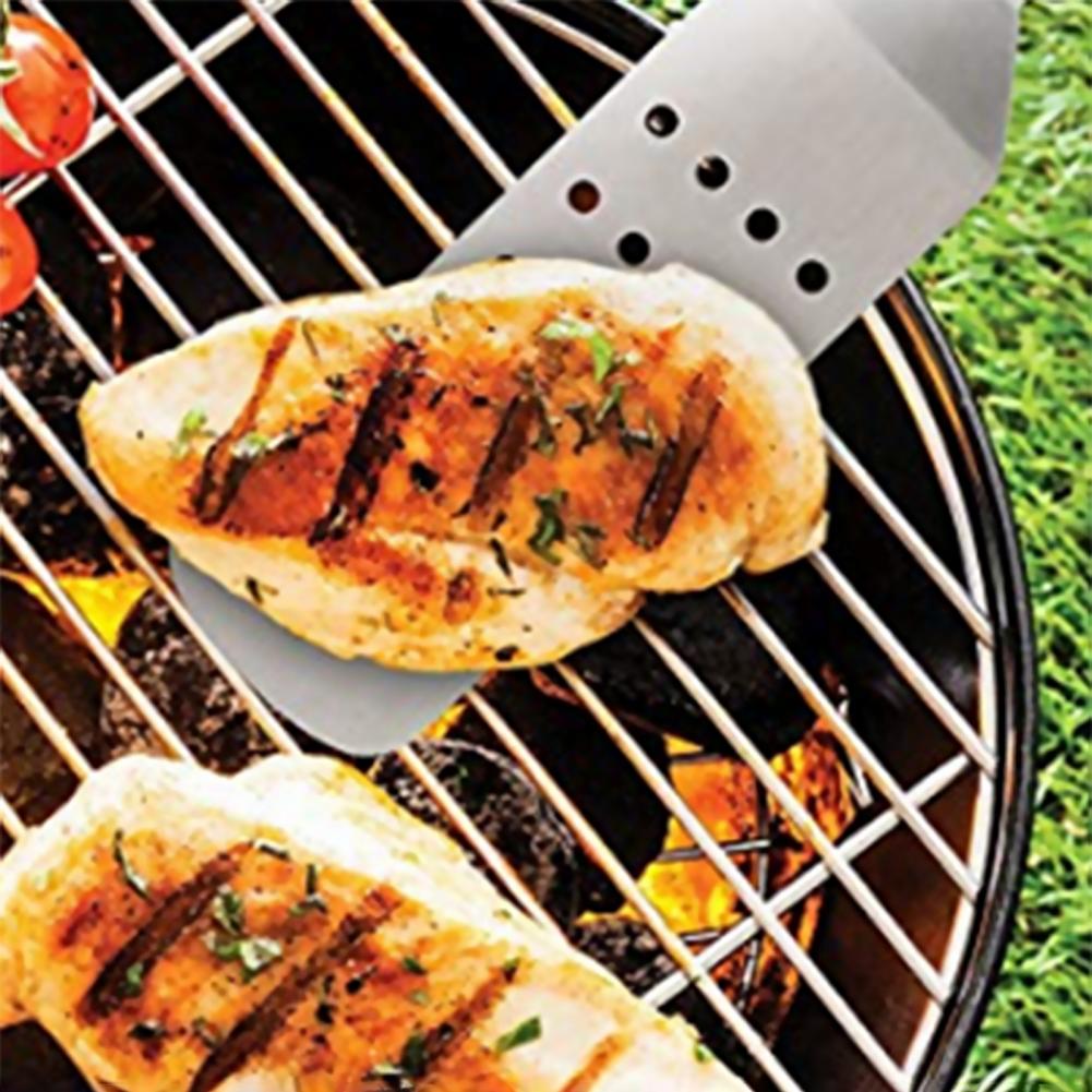 60% Grill Shovel Wear-resistant Rustless Durable Stainless Steel Grill Fork Tong Scraper Kitchen Tools for Barbecue