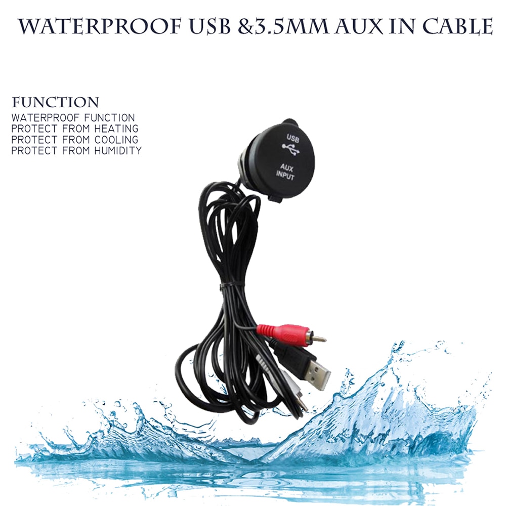 Hasda Waterdichte Marine Extension Audio Kabel Boot Auto Stereo Universele 3.5Mm Rca Aux Usb Interface Kabel Poort Atv Utv