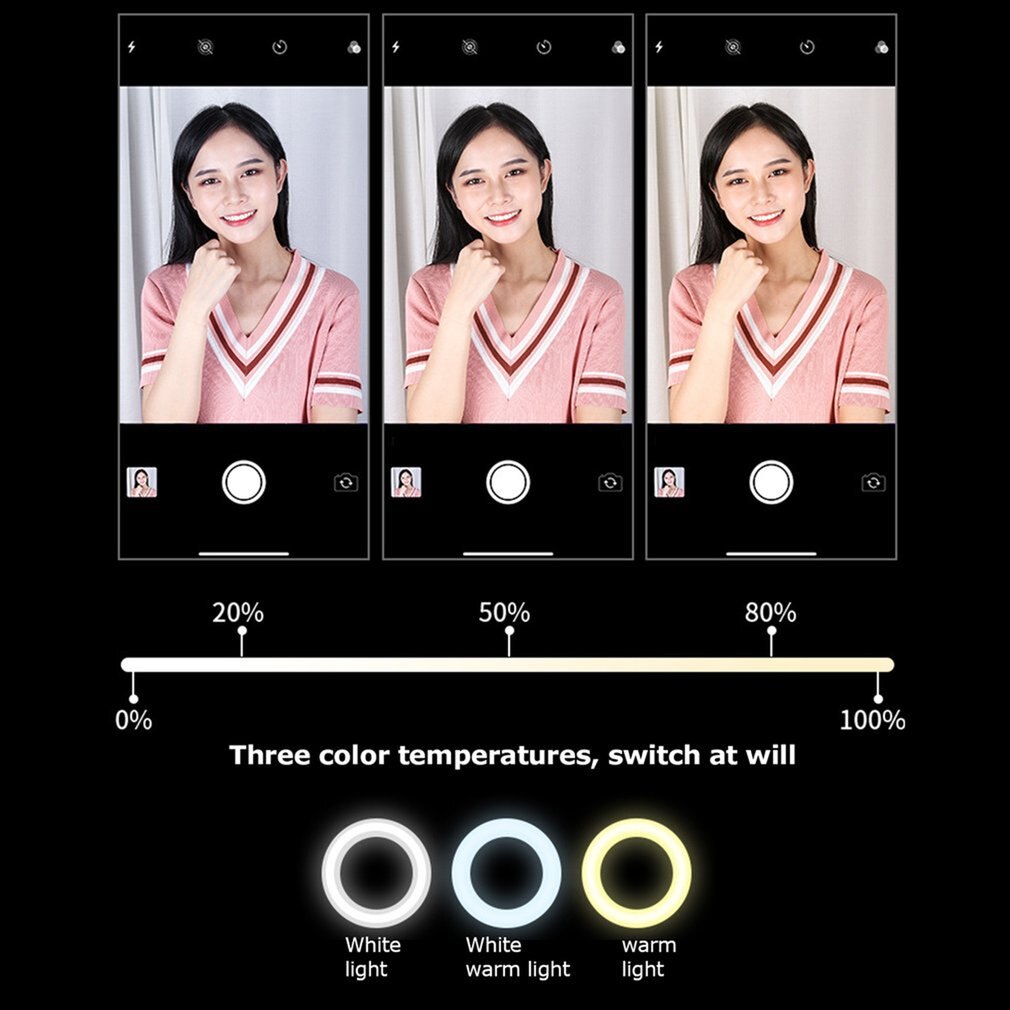 Live Light Folding Telescopic LED Ring Lamp Light Brightness Adjustment Three Color Temperatures With Remote Control
