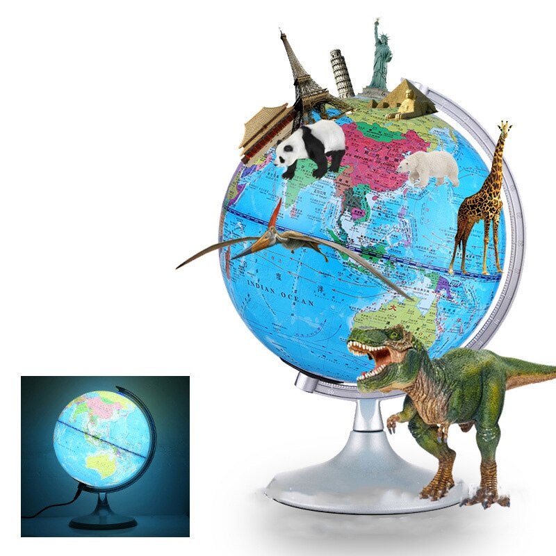 20CM Smart Voice AR Glowing World Globe LED World Map Globe with Night Light Tools for Learning Children'S
