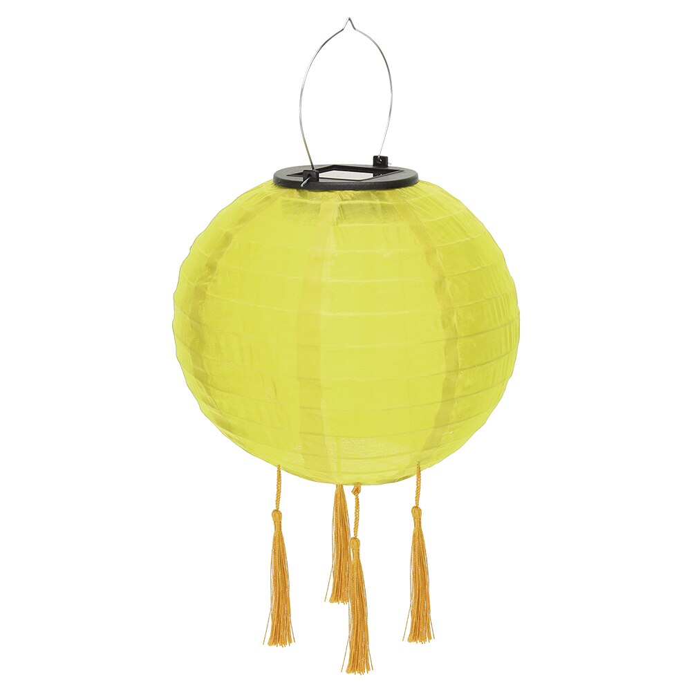 Farolillos solares LED de 8 pulgadas, luz de de Color sólido con borla, lámpara colgante a prueba de agua, lámpara colgante Global, iluminación de paisaje para: Yellow