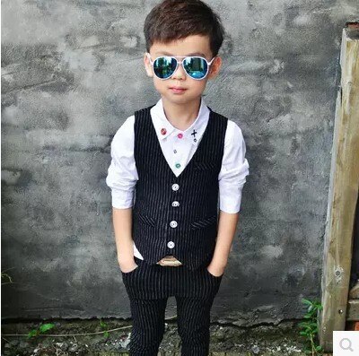 Kinderen Prestaties Kleding Jongens Formele Pakken Bruiloft Verjaardag Party Pant Kids Blazer Vest + Broek 2 Stuk