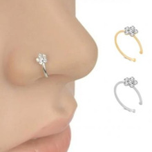 1Pc Stainless Steel Crystal Rhinestone Nose Ring Hoop Circular Piercing Nose Rings Tragus Ear Piercing Jewelry #248361
