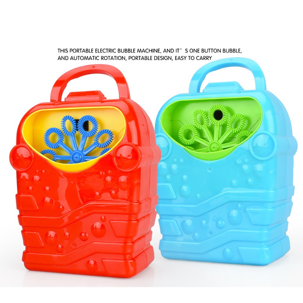 Kids Cute Funny Red Cartoon Automatic Electric Bubble Machine Blower Handle Battery Powered Outdoor Sports Soap Bubble Maker Toy