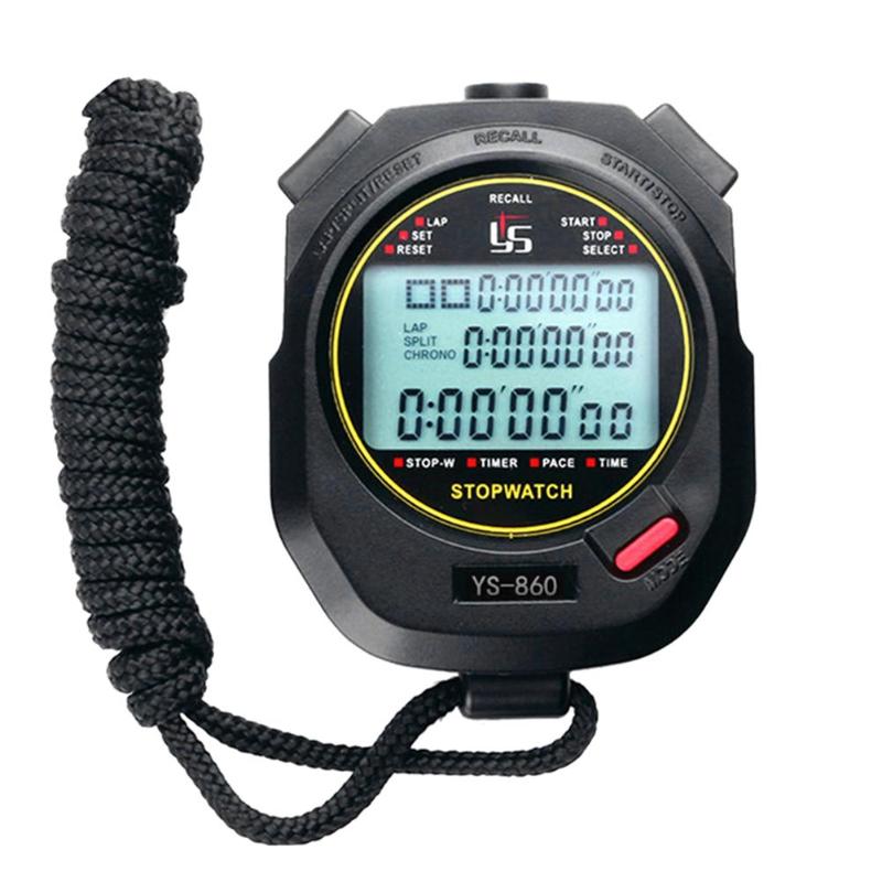 Professionele Digitale Stopwatch Timer Multifunctie Handheld Training Timer Draagbare Outdoor Sport Running Chronograph Stop Horloge: Balck 60 Tracks