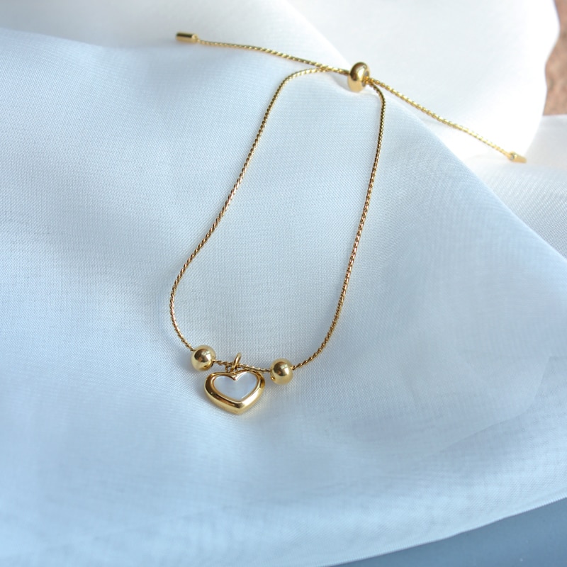 stainless steel Heart love bracelet for women gold snake chain shell hand jewelry