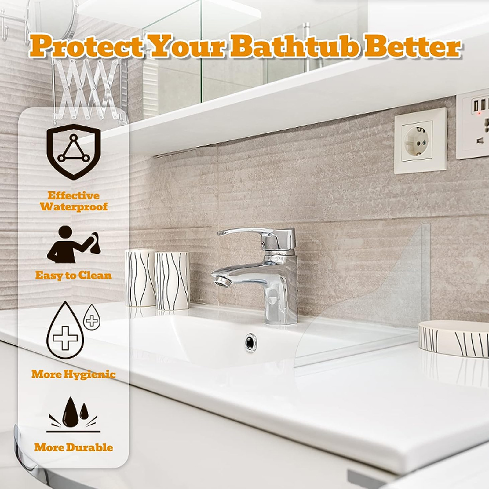 2 Stuks Wastafel Acryl Waterbeschermer Duurzaam Eenvoudig Te Reinigen Badkuip Voor Badkamer Toiletbad