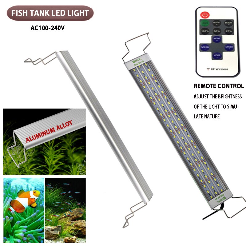 Aquarium Led Licht, Hoge Aluminium Legering Materiaal 20-75Cm, hoge Lichtdoorlatendheid Aquatische Plantengroei Led Beugel Licht