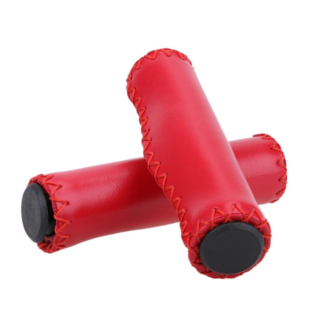Fietsstuur handvatten lederen bekleding antislip sterke ondersteuning handvatten fietsen rijden mtb mountainbike fietsstuur handvatten