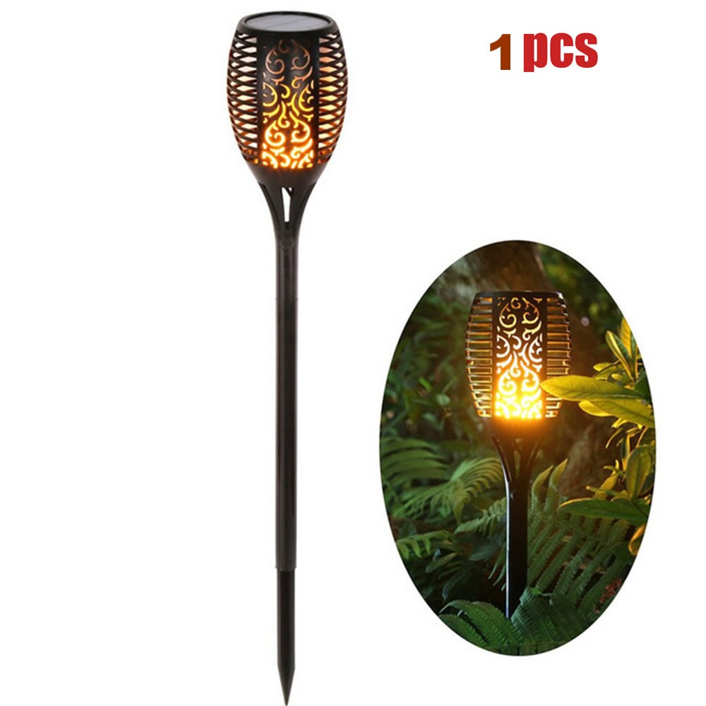 Lámpara LED con efecto de llama Solar impermeable para camino de césped, lámpara con efecto parpadeante romántico, luces LED de fuego para exteriores, decoración de jardín, 33 LED: YX03-33-1M-1pcs