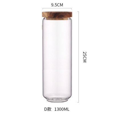 Holz Deckel Glas Luftdichten Kanister Küche Lagerung Flaschen Gläser Lebensmittel Container Körner Tee Kaffee Bohnen Körner Süssigkeit Krug Container: Muster D