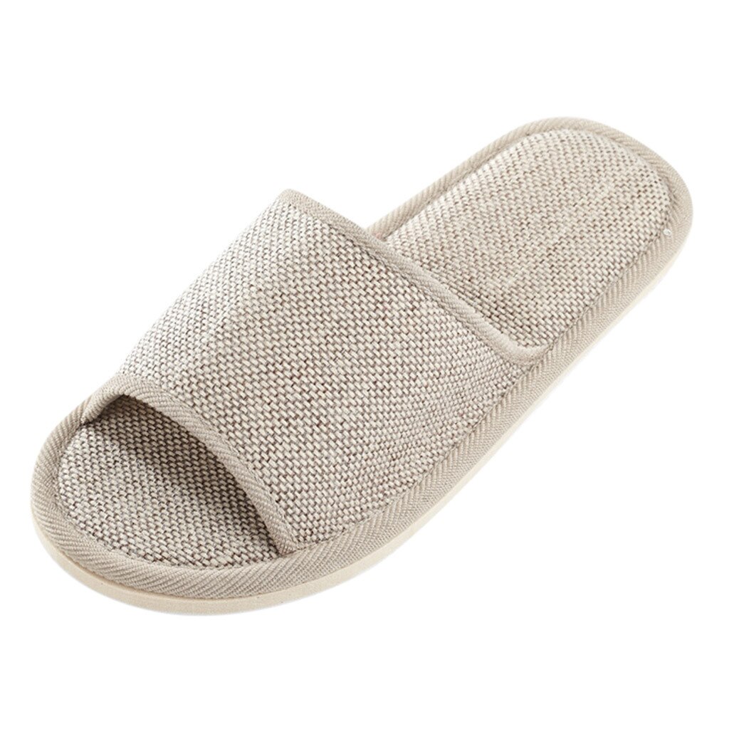 Zapatillas de casa para hombre y mujer, zapatos para suelo de interior, de lino Natural, silenciosos, para el sudor,: Gris / 44-45