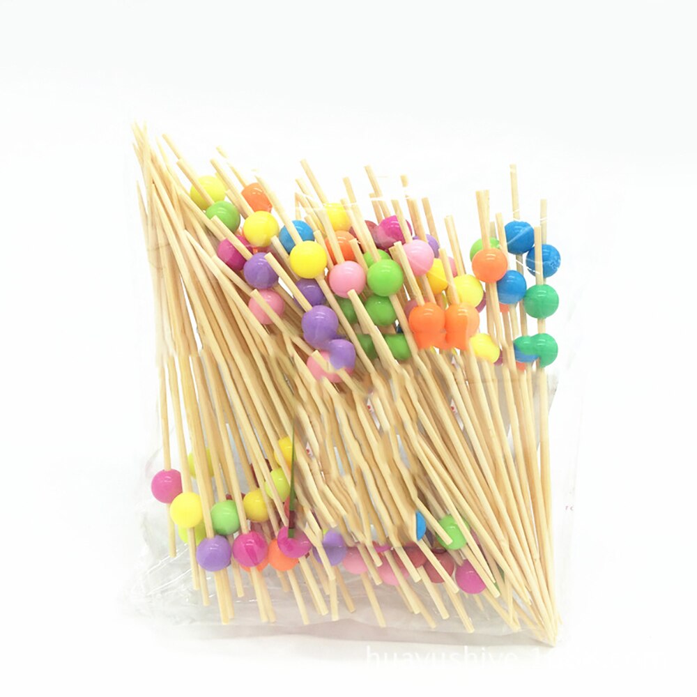 100pcs/pack Bamboo Food Picks Disposable Fruit Cocktail Sticks Cake Dessert Salad Cocktail Toothpick Pastry Decoration Sign