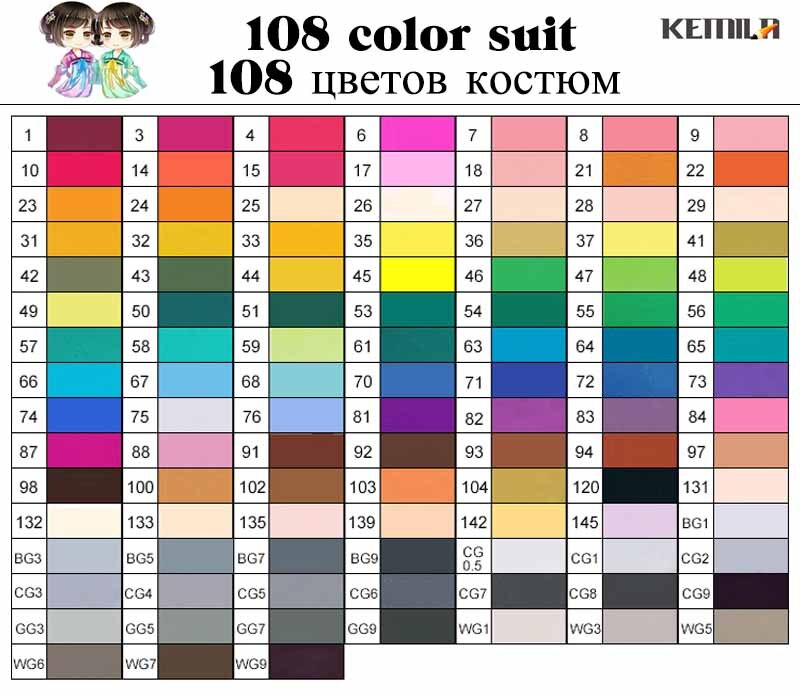 TOUCHNEW – marqueurs à l'alcool 30/40/60/80/108 couleurs, à double tête, stylo à encre pour croquis d'artiste, pour fournitures d'art Manga d'animation: 108 colors
