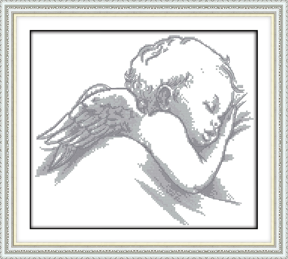 A sleeping little angel cross stitch kit aida 14ct 11ct count printed canvas stitches embroidery DIY handmade needlework