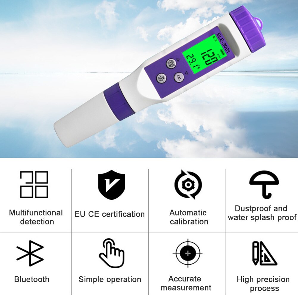 Blue Tooth Temp ORP Meter -999mV~999mV Auto-Calibration Online Monitor Drinking Water Test APP Control for Pool Aquarium