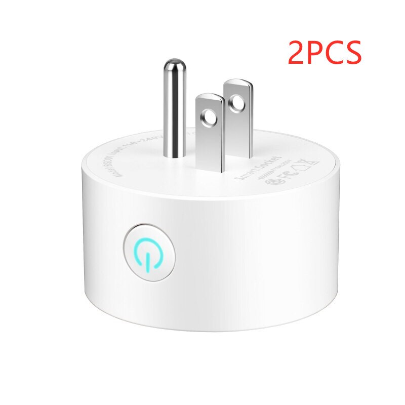 Tuya Smart US Plug WiFi Socket Outlet Switch Remote Control Socket WiFi Smart Timer Plug 16A Mini Smart Socket: 2pcs