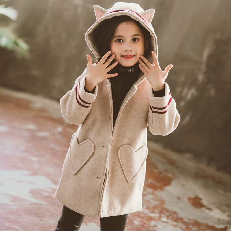 Jxysy Winter Jas Voor Meisjes Dikke Wollen Jas Voor Meisjes Mode Plaid Kinderen Bovenkleding Herfst Engeland Tiener Kleding Voor Meisjes: Khaki / 9T