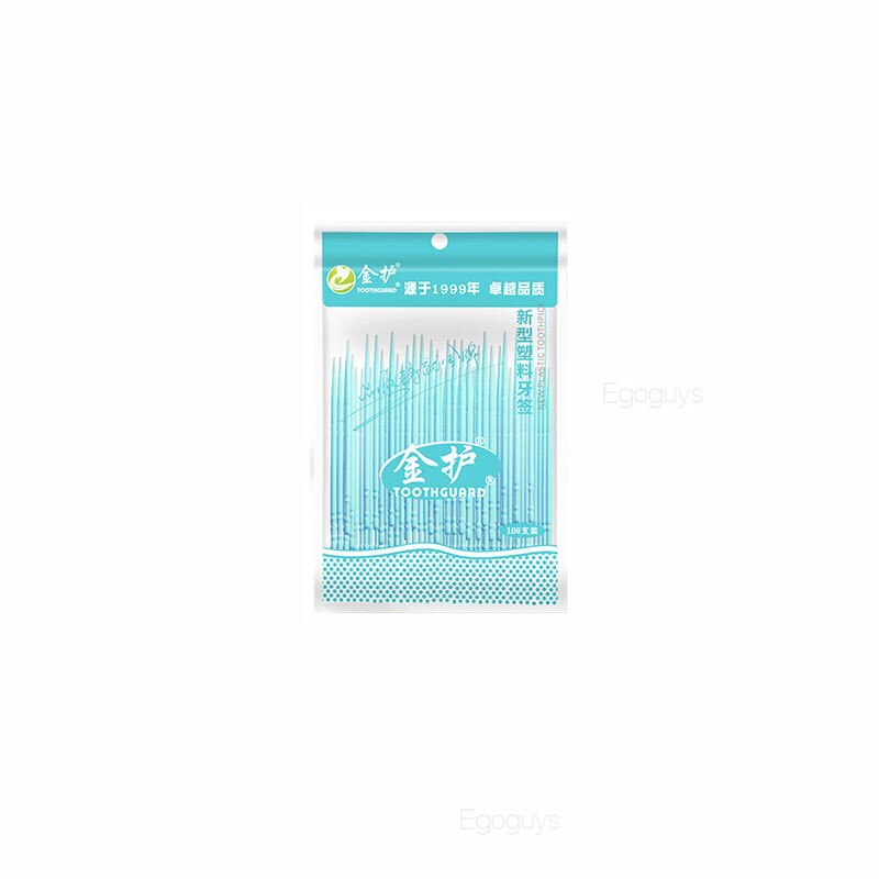 100 st tvåsidiga plasttandpetare rena tänder interdentalborste tandtråd munhygienvård tandpetare verktyg 6.3cm: 100 st blå