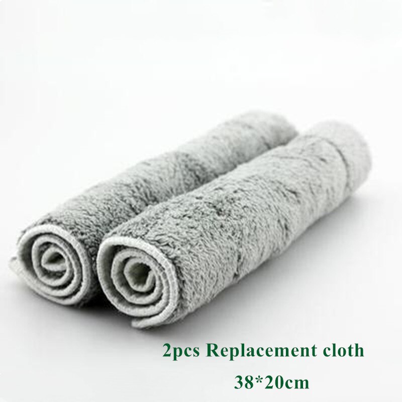 Rotatable Flat Mop Floor Telescopic Mop Handle Super Absorbent Microfiber Blue Green Cloth For Home Kitchen Tiles Cleaning Tools: 2pcs Coth