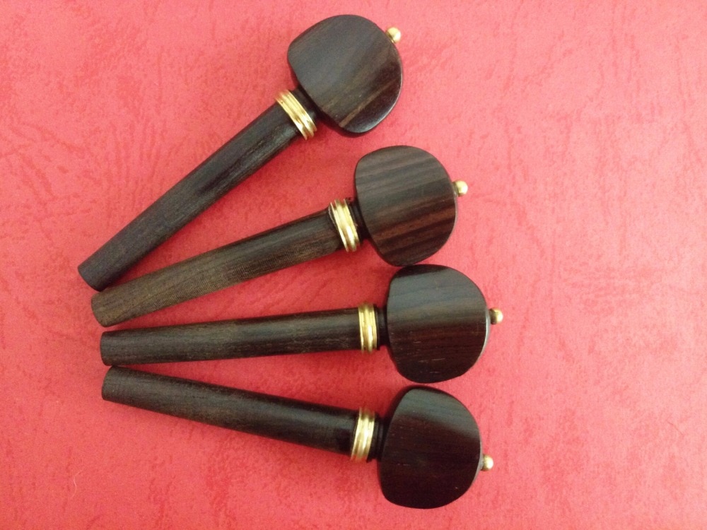 4pcs 4/4 Violin Pegs ebony Violin Tuning Pegs inlaid copper violin parts