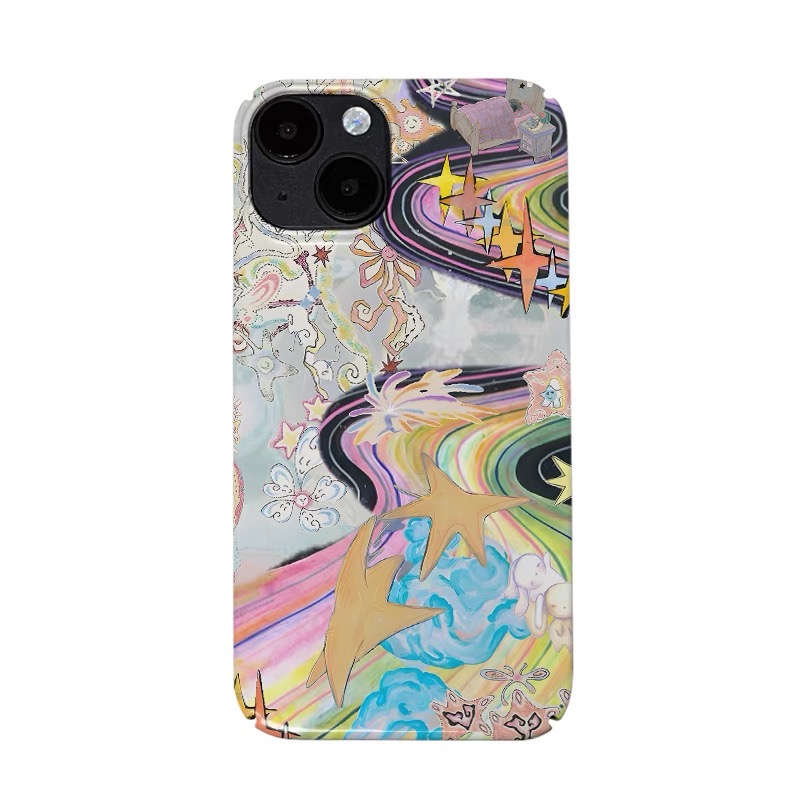 Rainbow Graffiti Art, Dazzling Stars Case for IPHONE 16PRO MAX 14 13 PRO 15PLUS 15PRO 11 12 Case Acrylic Hard Mobile Phone Cases