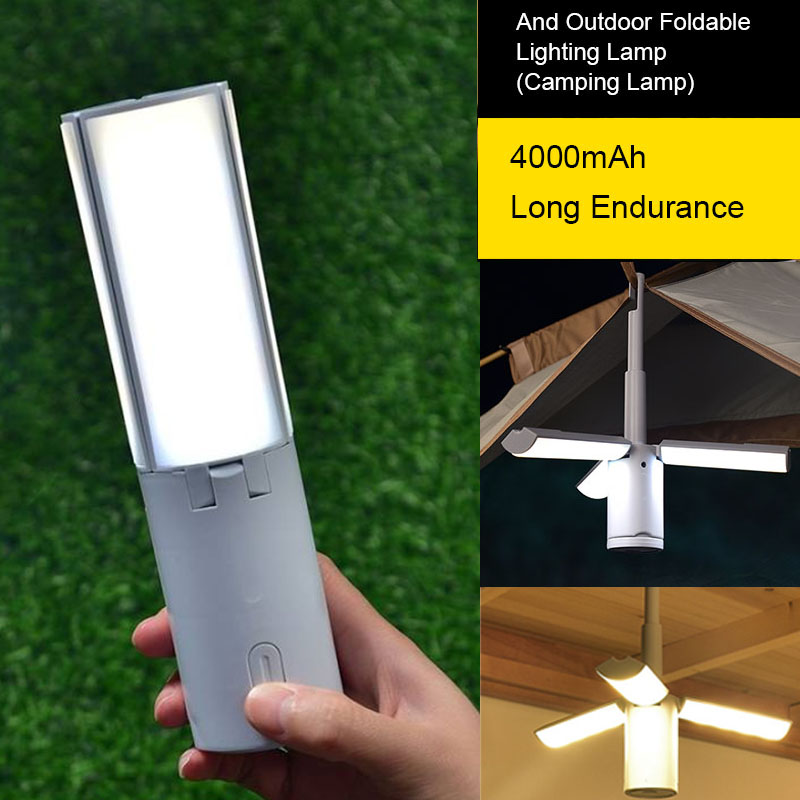 Opvouwbare campinglamp Oplaadbare leeslamp draagbaar Multifunctioneel Outdoor Campingverlichting Hangende tent Noodwandelen Tuin: YELLOW