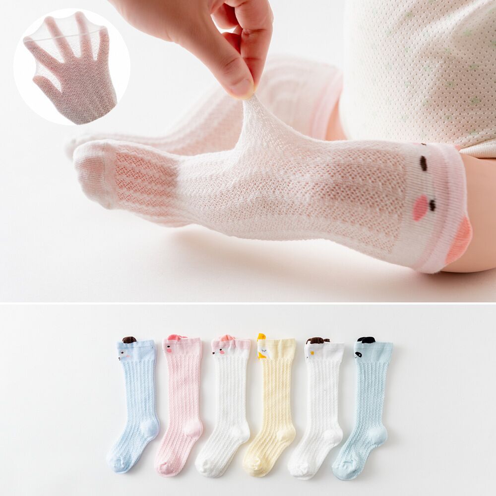 12 pairs Cartoon Cat Fox Animal Baby Cotton Socks Knee High Long Leg Warmers Socks Boy Girl Children Socks 0-3 Years